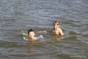 Christian and Gabriel together in the lake
